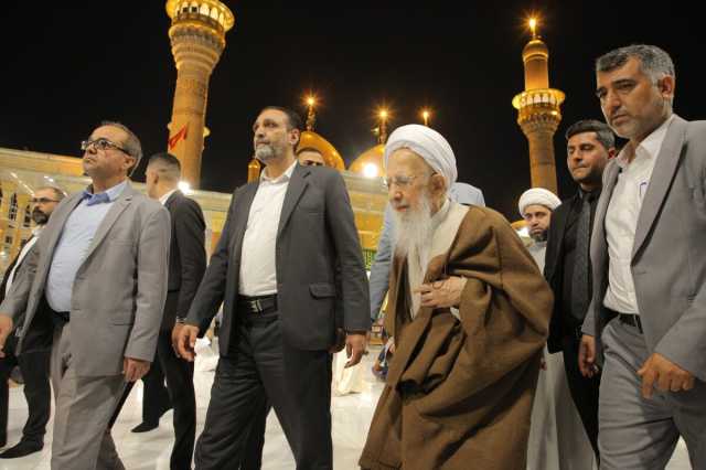 تشرف آیت‌الله جوادی آملی به آستان مقدس کاظمین + عکس