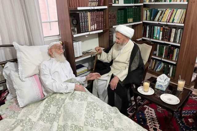 عیادت آیت الله سبحانی از آیت الله نوری همدانی + تصاویر