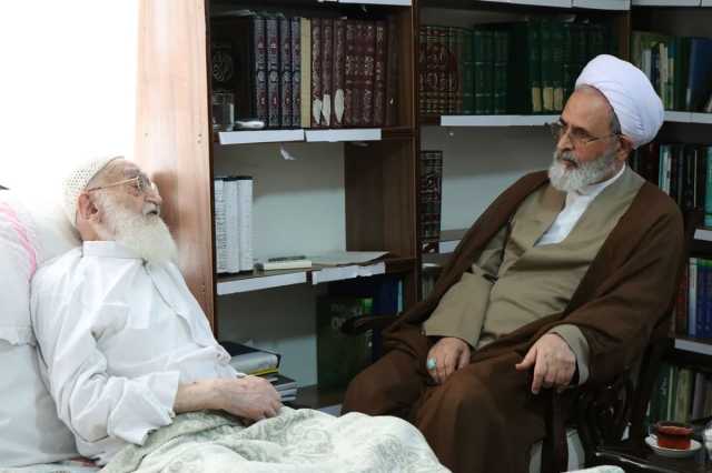 عیادت مدیر حوزه‌های علمیه از آیت الله نوری همدانی
