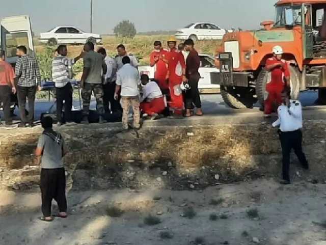 واژگونی تانکر سوخت در محور اندیمشک _ شوش با یک فوتی (+عکس)
