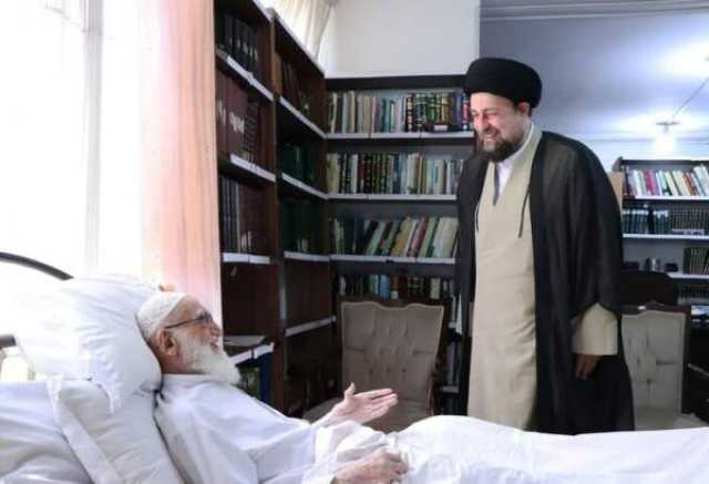 عیادت حجت الاسلام سید حسن خمینی از آیت‌الله نوری همدانی در قم