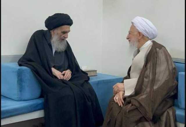 دیدار آیت الله سیستانی با آیت الله جوادی آملی در نجف اشرف