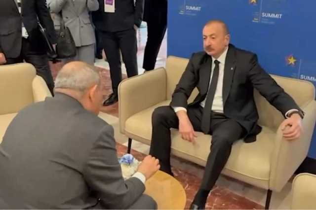 نحوه نشستن الهام علی اف در برابر پاشینیان جنجالی شد