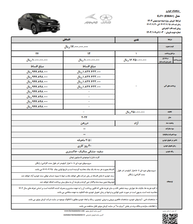 خریداران خودرو این فرصت طلایی را از دست ندهند/ حراج بزرگ کرمان موتور با شرایط نقد و اقساط بدون چک و سفته + جدول