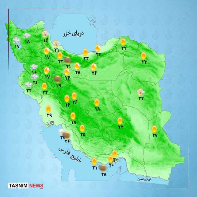 نقشه هوای استان ها امروز 23 اریبهشت | وقوع رگبار و باد شدید در 3 استان کشور| سامانه بارشی جدید در راه است